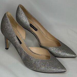 Nine West Women’s Vicki Silver Glitter Pumps, 9